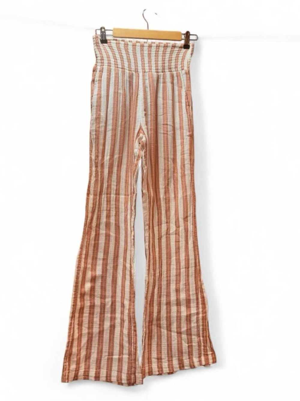 Billabong Orange & White Striped Smocked Fabric Detail